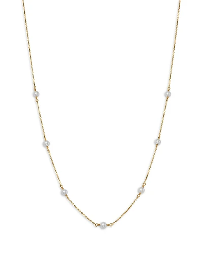 Zoe Chicco 14K Yellow Gold White Pearls Cultured Freshwater Pearl Station Statement Necklace, 16-18