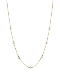 Zoe Chicco 14K Yellow Gold White Pearls Cultured Freshwater Pearl Station Statement Necklace, 16-18
