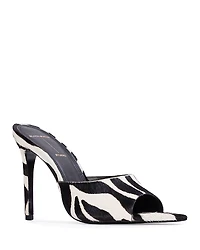 Black Suede Studio Women's Bella Calf Hair Mule Sandals