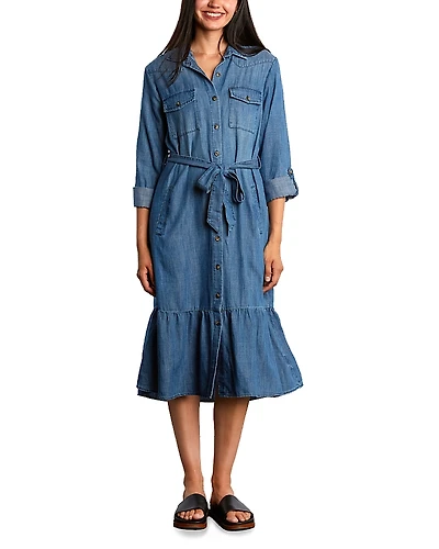 Billy T Ruffled Belted Shirtdress