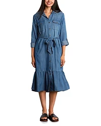 Billy T Ruffled Belted Shirtdress