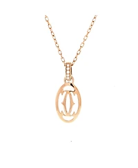 Pre-Owned Cartier Logo Double C Pendant Necklace 18K Rose Gold with Diamonds