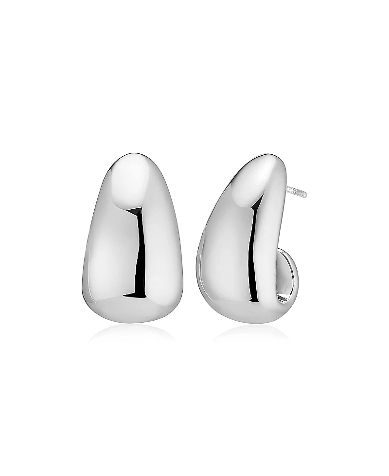 Oradina Sterling Silver Contour Drop Earrings