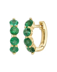 Ef Collection 14K Yellow Gold Ef Collection Emerald Huggie Hoop Earrings