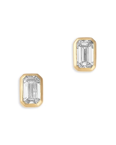 Bloomingdale's Fine Collection Luxe Collection Certified Lab Grown Diamond Emerald Bezel Stud Earrings