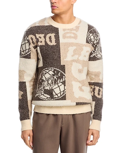 Lex Deux Globe Crewneck Knit Sweater