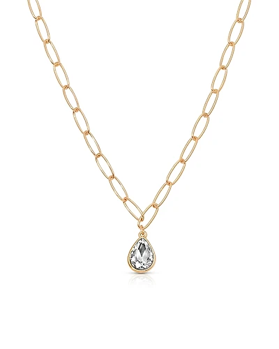 Ettika Cubic Zirconia Paperclip Chain Pendant Necklace, 15-18