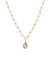 Ettika Cubic Zirconia Paperclip Chain Pendant Necklace, 15-18