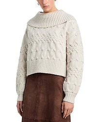 525 Maureen Cowl Neck Mixed Cable Knit Pullover Sweater