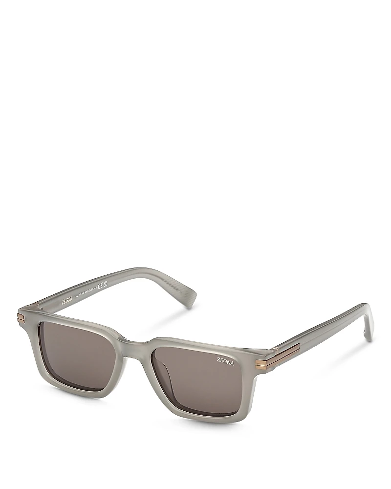 Zegna Rectangular Sunglasses, 52mm