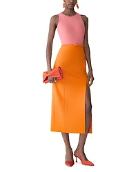 Carolina Herrera Crewneck Sleeveless Midi Dress
