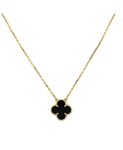 Pre-Owned Van Cleef & Arpels Vintage Alhambra Pendant Necklace 18K Gold and Onyx