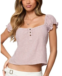 Edikted Rhory Pinstripe Babydoll Top