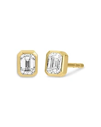 Ef Collection 14K Yellow Gold Ef Collection Diamond Emerald Cut Solitaire Stud Earrings