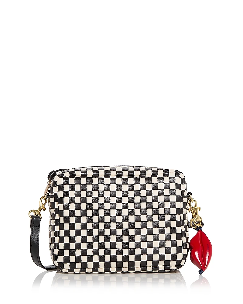 Clare V. Midi Sac Lips Woven Leather Crossbody Bag
