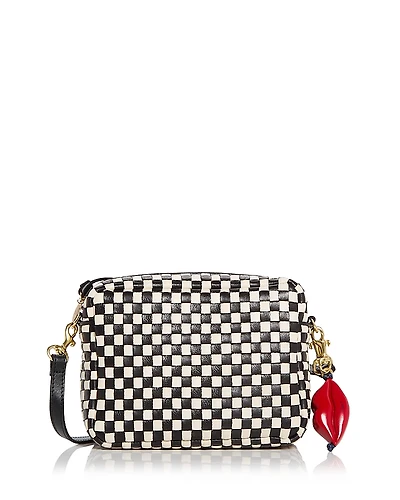 Clare V. Midi Sac Lips Woven Leather Crossbody Bag