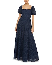 Theia Dominique Puff Sleeve Gown