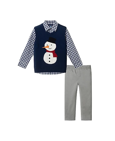 Andy & Evan Boys' Snowman Sweater Vest, Buttondown, and Pants Set - Little Kid