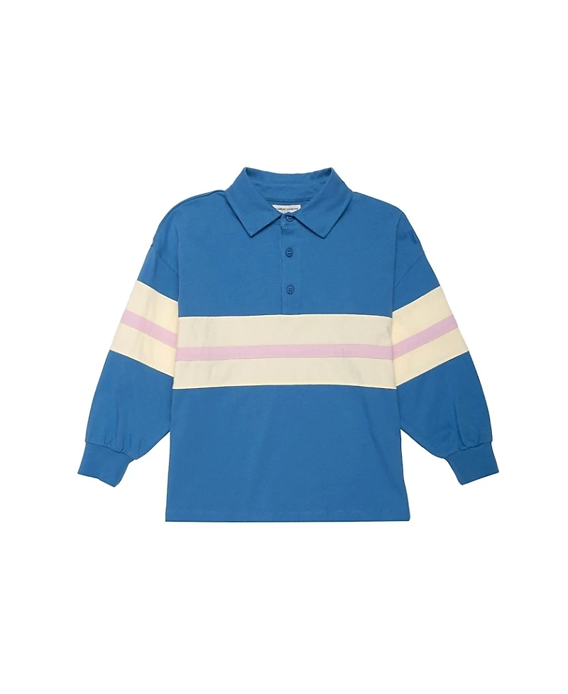 The Sunday Collective Unisex Blue Note Striped Polo - Little Kid, Big Kid