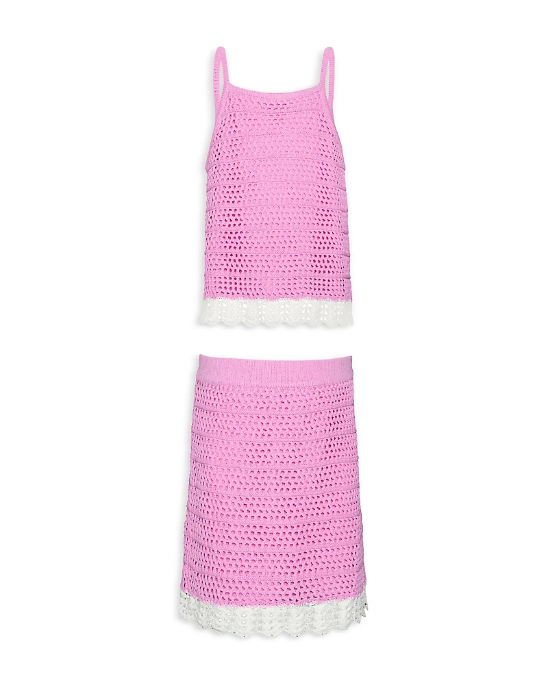 Pq Swim Girls' Kennedy Crochet Knit Top & Skirt Set - Little Kid, Big Kid