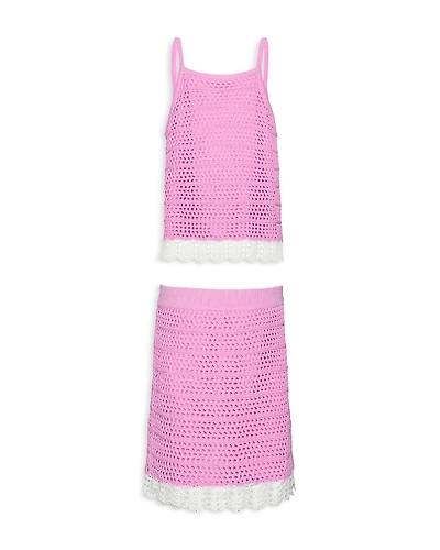 Pq Swim Girls' Kennedy Crochet Knit Top & Skirt Set - Little Kid, Big Kid