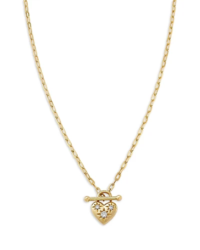 Moon & Meadow 14K Yellow Gold Lab Grown Diamond Heart Toggle Pendant Necklace, 18