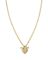 Moon & Meadow 14K Yellow Gold Lab Grown Diamond Heart Toggle Pendant Necklace, 18