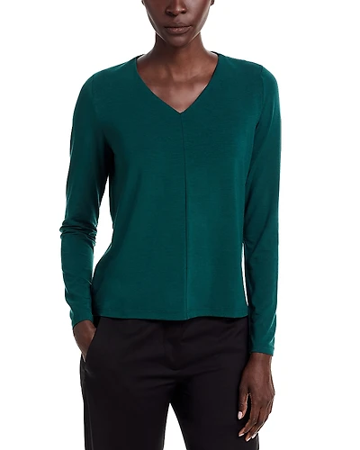 Eileen Fisher Fine Stretch Jersey Knit V Neck Top