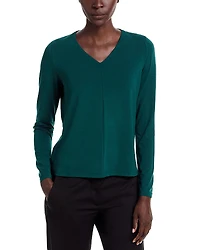 Eileen Fisher Fine Stretch Jersey Knit V Neck Top