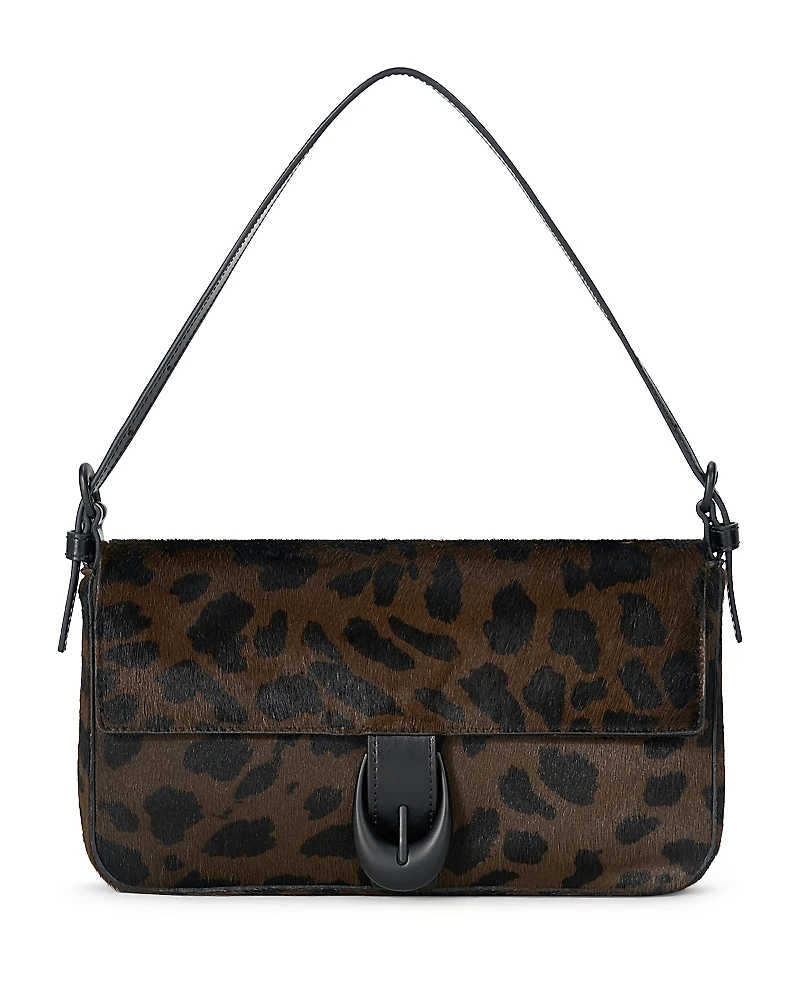 Staud Harlow Leopard Print Calf Hair Shoulder Bag