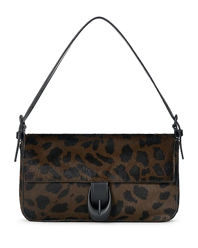 Staud Harlow Leopard Print Calf Hair Shoulder Bag