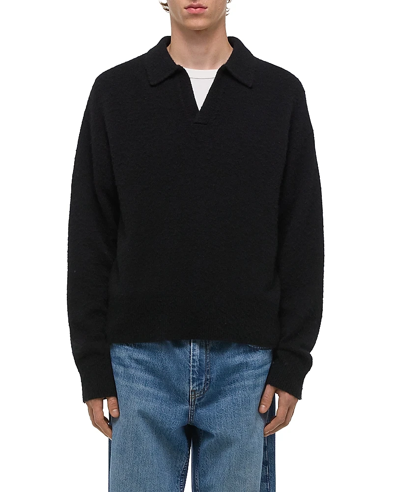 Helmut Lang Brushed Open Collar Polo Sweater