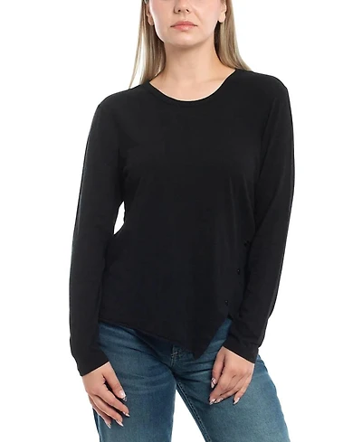 Wilt Clothing Asymmetrical Hem & Button Detail Tee