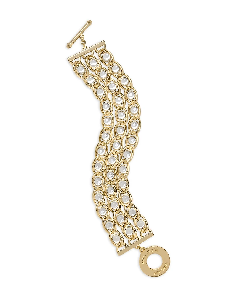 Ramy Brook Glass Chain Jewelry Glass Stone Layered Toggle Bracelet