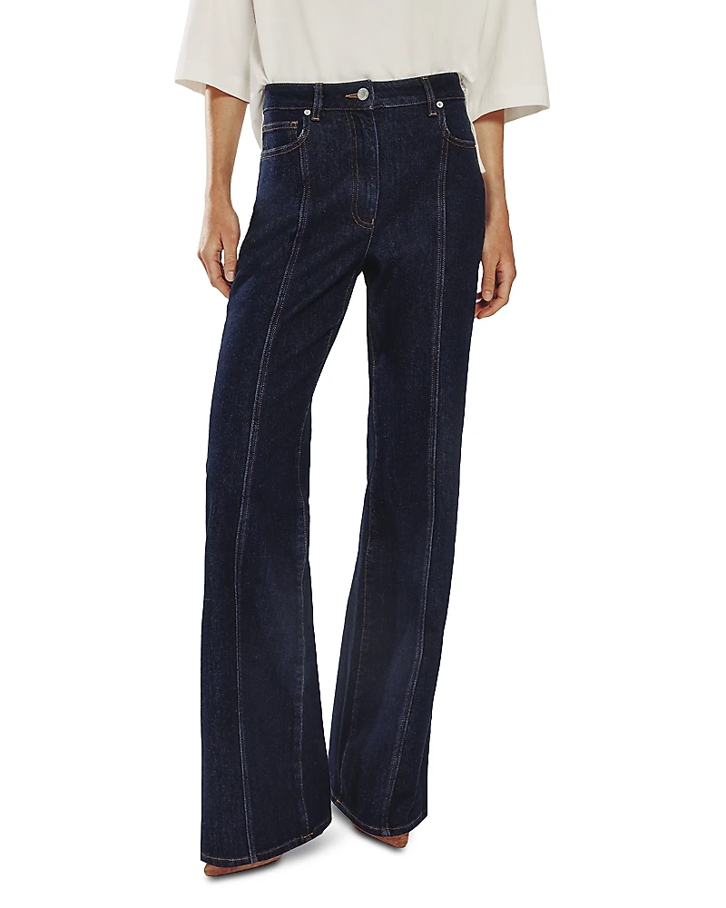 Reiss June Mid Rise Flare Leg Pin Stitch Jeans
