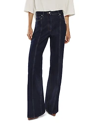 Reiss June Mid Rise Flare Leg Pin Stitch Jeans