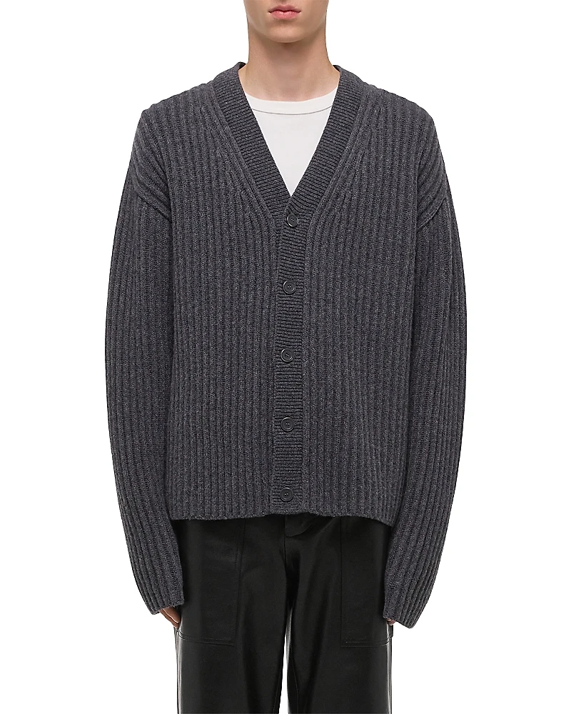 Helmut Lang Relaxed Fit Ribbed Cardigan Sweater
