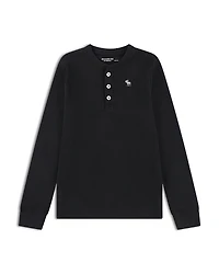 abercrombie kids Boys' Henley Waffle Long Sleeve Tee - Little Kid, Big Kid