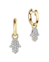 Phillip House 14K Yellow Gold Diamond Mini Infinity Hamsa Huggie Hoop Earrings, 0.21 tcw
