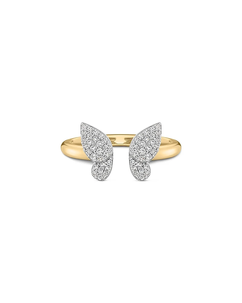 Phillips House 14K Yellow Gold Diamond Open Butterfly Mini Ring, 0.23 tcw