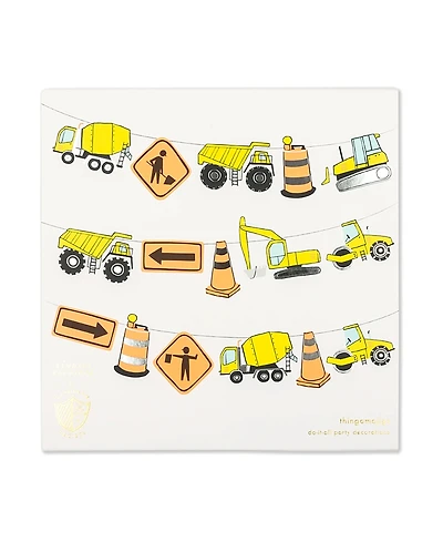 Jollity & Co. Under Construction Birthday Garland, Set of 16 Pieces and Hanging Twine