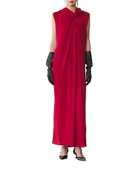 Lanvin Long Knotted Satin Dress