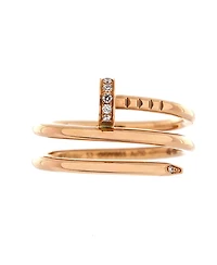 Pre-Owned Cartier Small Juste un Clou Double Ring 18K Rose Gold and Diamonds