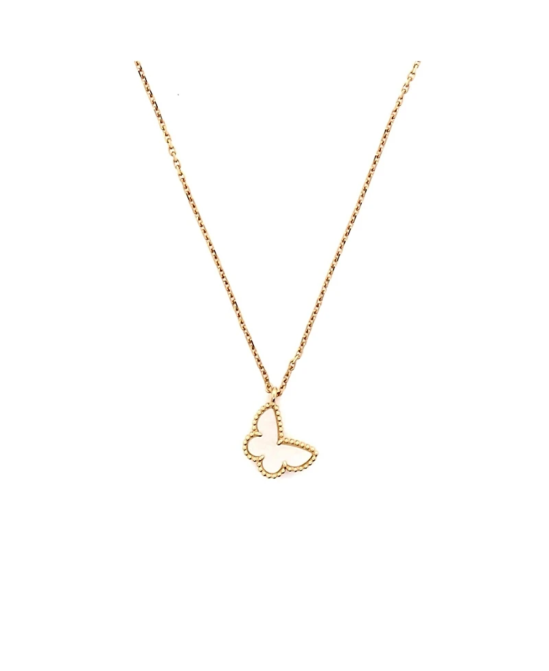 Pre-Owned Van Cleef & Arpels Sweet Alhambra Butterfly Pendant Necklace 18K Gold and Mother of Pearl, 15 - 15.75"