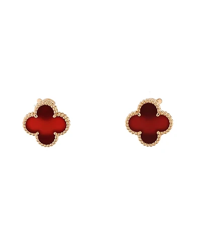 Pre-Owned Van Cleef & Arpels Vintage Alhambra Earrings 18K Gold and Carnelian