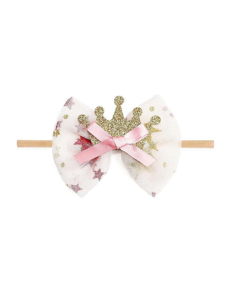 Sweet Wink Girls' Princess Crown Tulle Bow Baby Headband - Baby