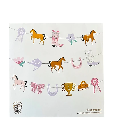 Jollity & Co. Pony Tales Cowgirl Birthday Garland, Set of 16 Pieces and Hanging Twine