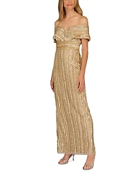 Aidan Mattox Beaded Off Shoulder Dress