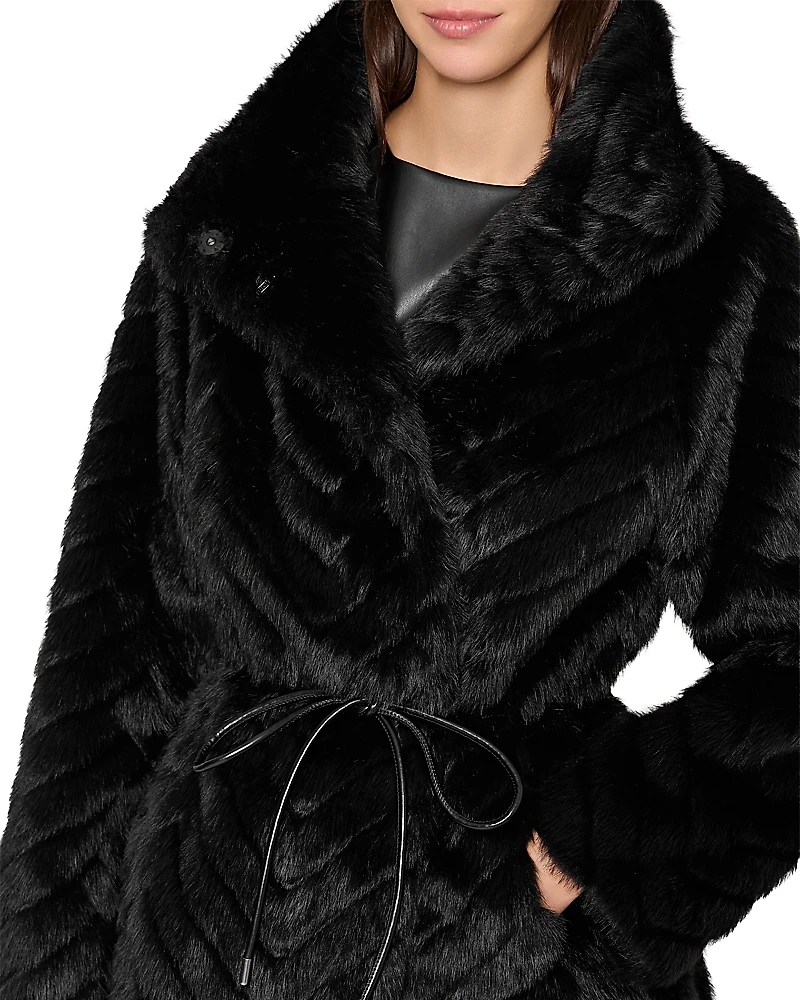 Milly Dayna Chevron Faux Fur Coat
