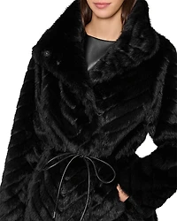 Milly Dayna Chevron Faux Fur Coat